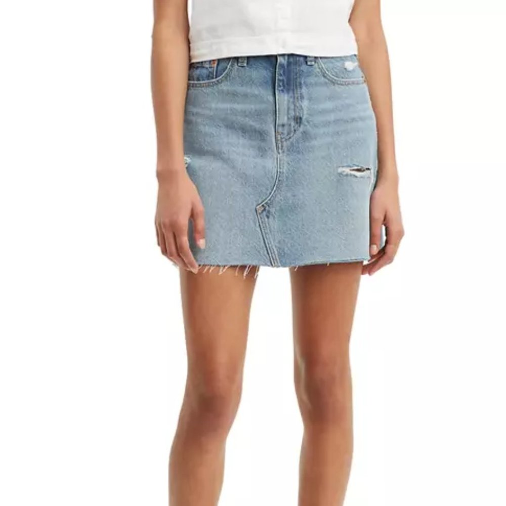 Levi's High Rise Decon Iconic Rack and Ruin Denim Skirt
